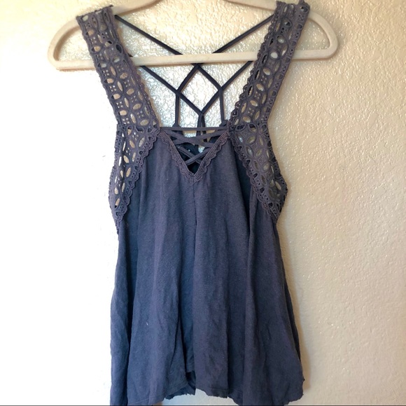 Free People lace blue grey tunic top - Picture 2 of 5